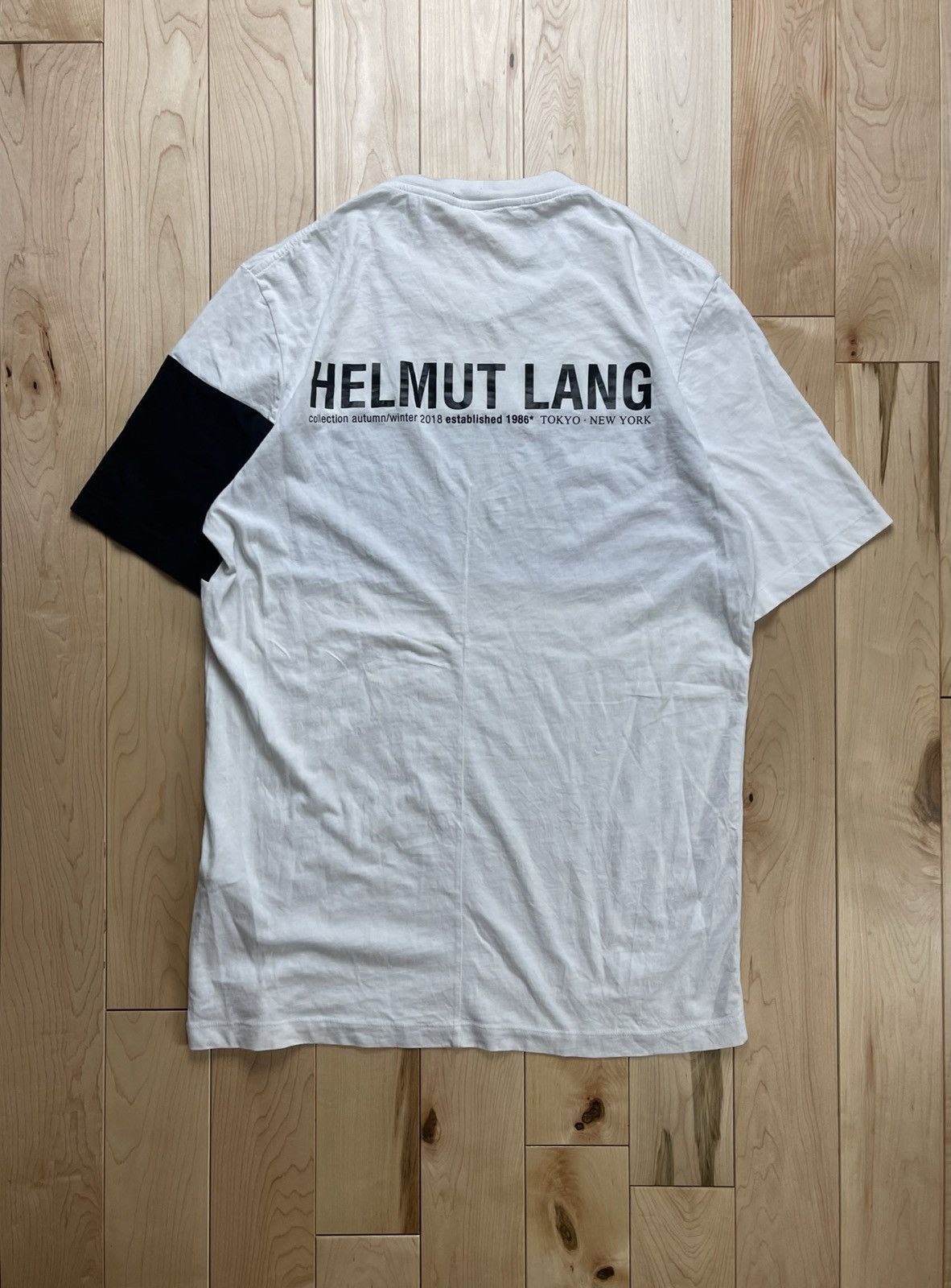 image of Aw2018 Helmut Lang Back Hit Logo Black/white T-Shirt, Men's (Size Medium)
