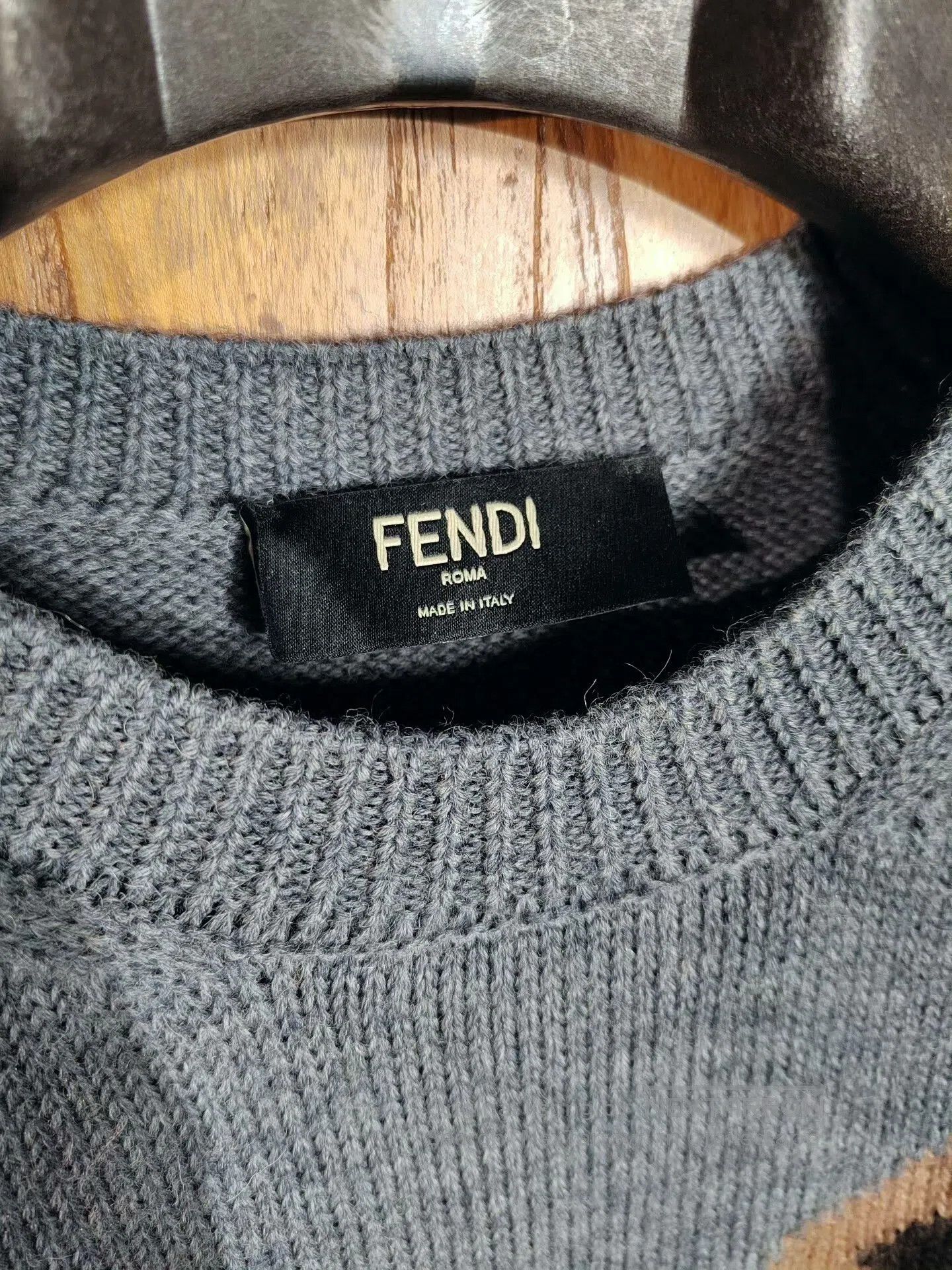 Fendi Fendi Gray Wool Sweater for Men. Size US M / EU 48-50 / 2 - 2 Thumbnail