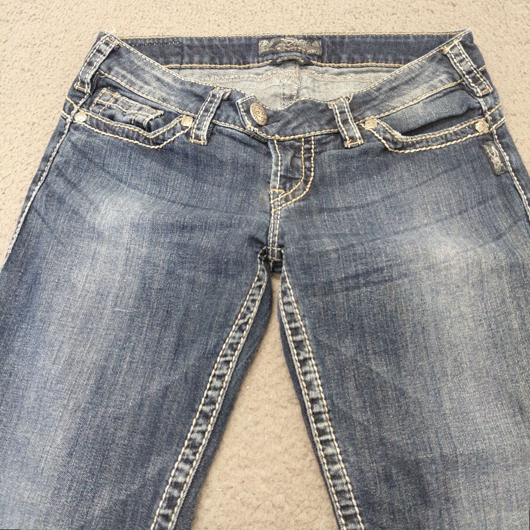 Vintage Silver Jeans Tuesday Capri Women 29 Blue Dark Wash Denim Casual Size 29" - 5 Thumbnail