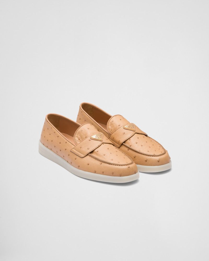 Prada o1w1db10526 Ostrich Leather Loafers in Natural Size US 11 / EU 44 - 2 Thumbnail