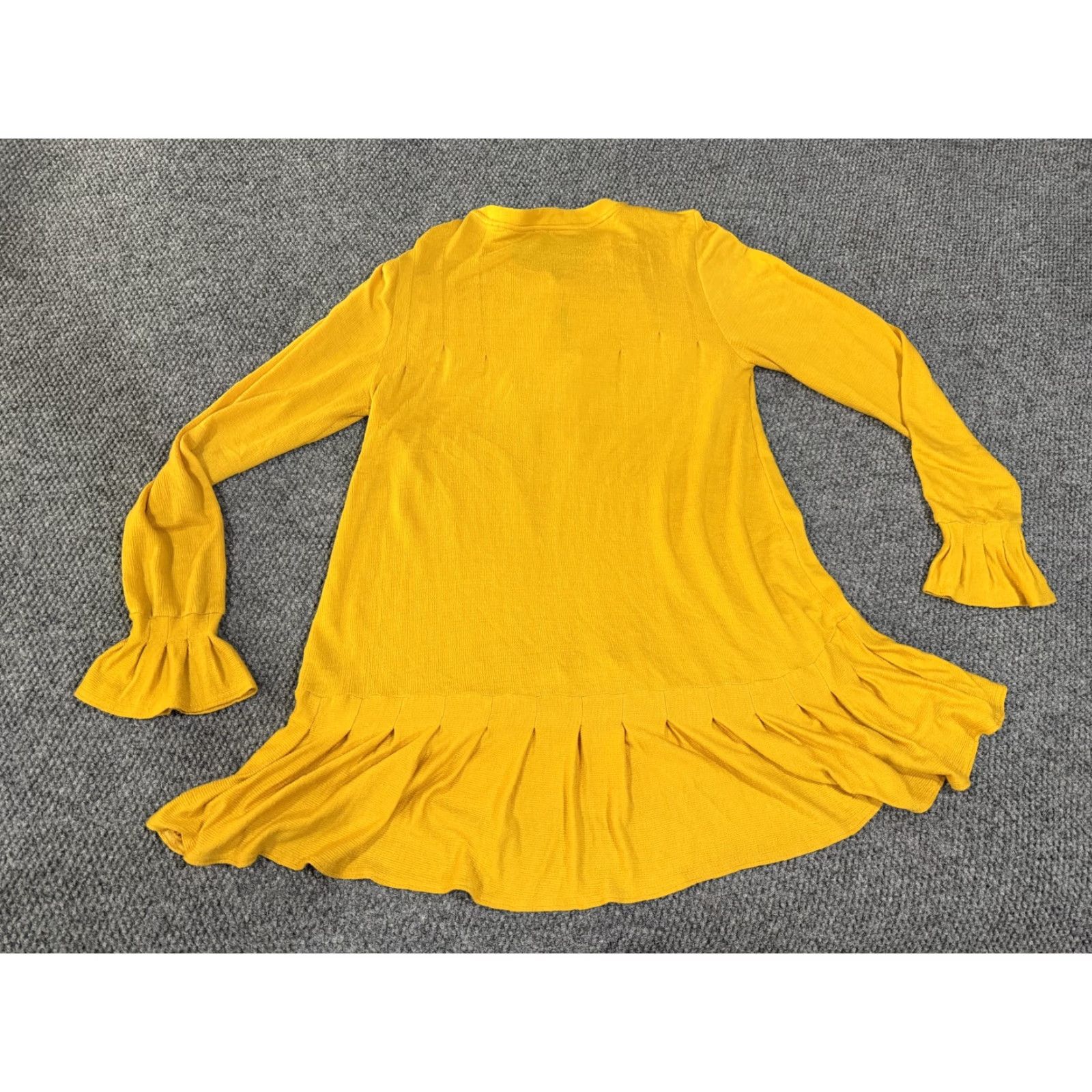 Free People Free People Dress Womens M Yellow Henley Ruffle Hem Bell Sleeve Trapeze Cardig? Size M / US 6-8 / IT 42-44 - 7 Thumbnail