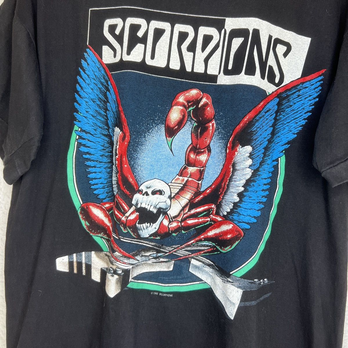 Band Tees Vintage 1990 Scorpions Tshirt Tee Tour 90-91 Crazy World 90s Size US L / EU 52-54 / 3 - 5 Thumbnail