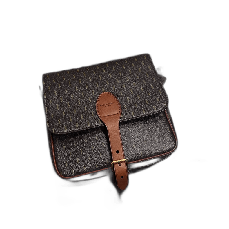 Saint Laurent Paris Saint Laurent YSL Monogram Leather Crossbody Bag in Brown, Men's