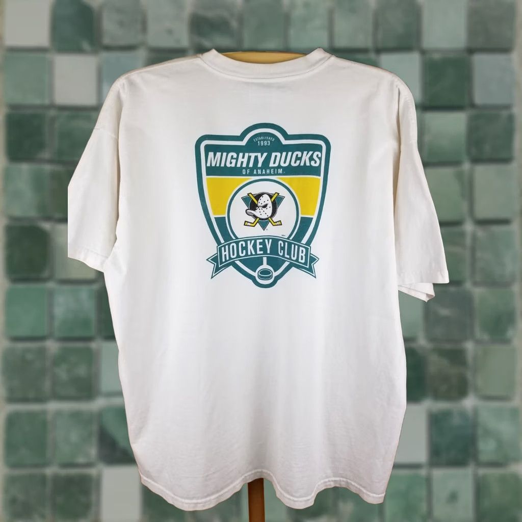 Nike VINTAGE 90' Nike Mighty Ducks NHL Hockey T-Shirt White Cotton SZ XL Mens Size US XL / EU 56 / 4 - 1 Thumbnail