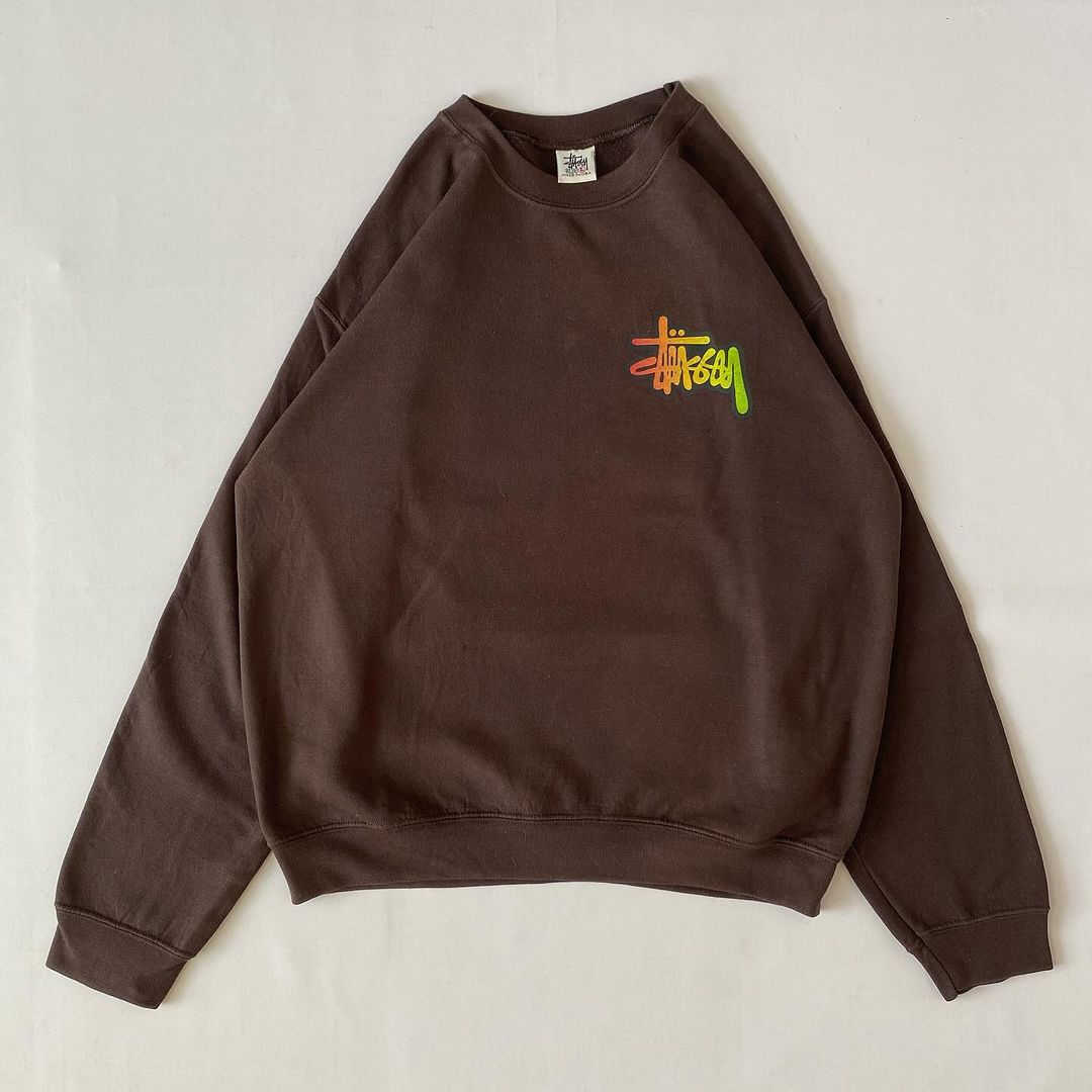 Stussy × Vintage 🔥Vintage 90s Stussy Rasta Spellout Logo Brown Crewneck Size US L / EU 52-54 / 3 - 2 Thumbnail