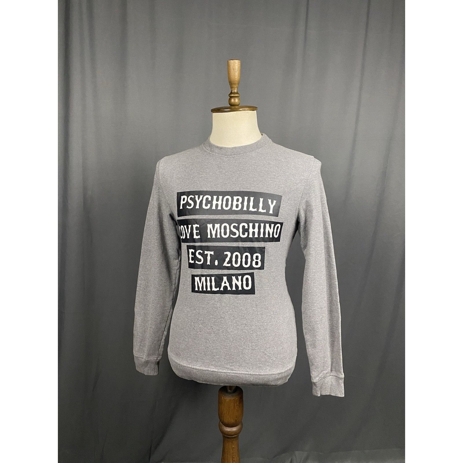 Moschino Moschino Psychobilly Big Logo Men's Gray Crewneck Sweater Si Size US M / EU 48-50 / 2 - 2 Thumbnail
