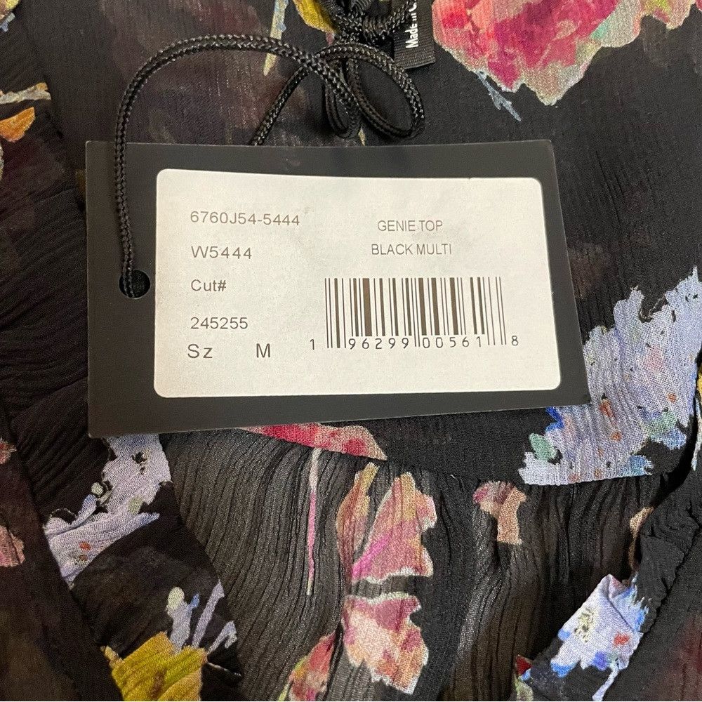 Paige NWT New $229 Paige 100% Silk Genie Floral-Print Ruffled Top Size M / US 6-8 / IT 42-44 - 7 Thumbnail