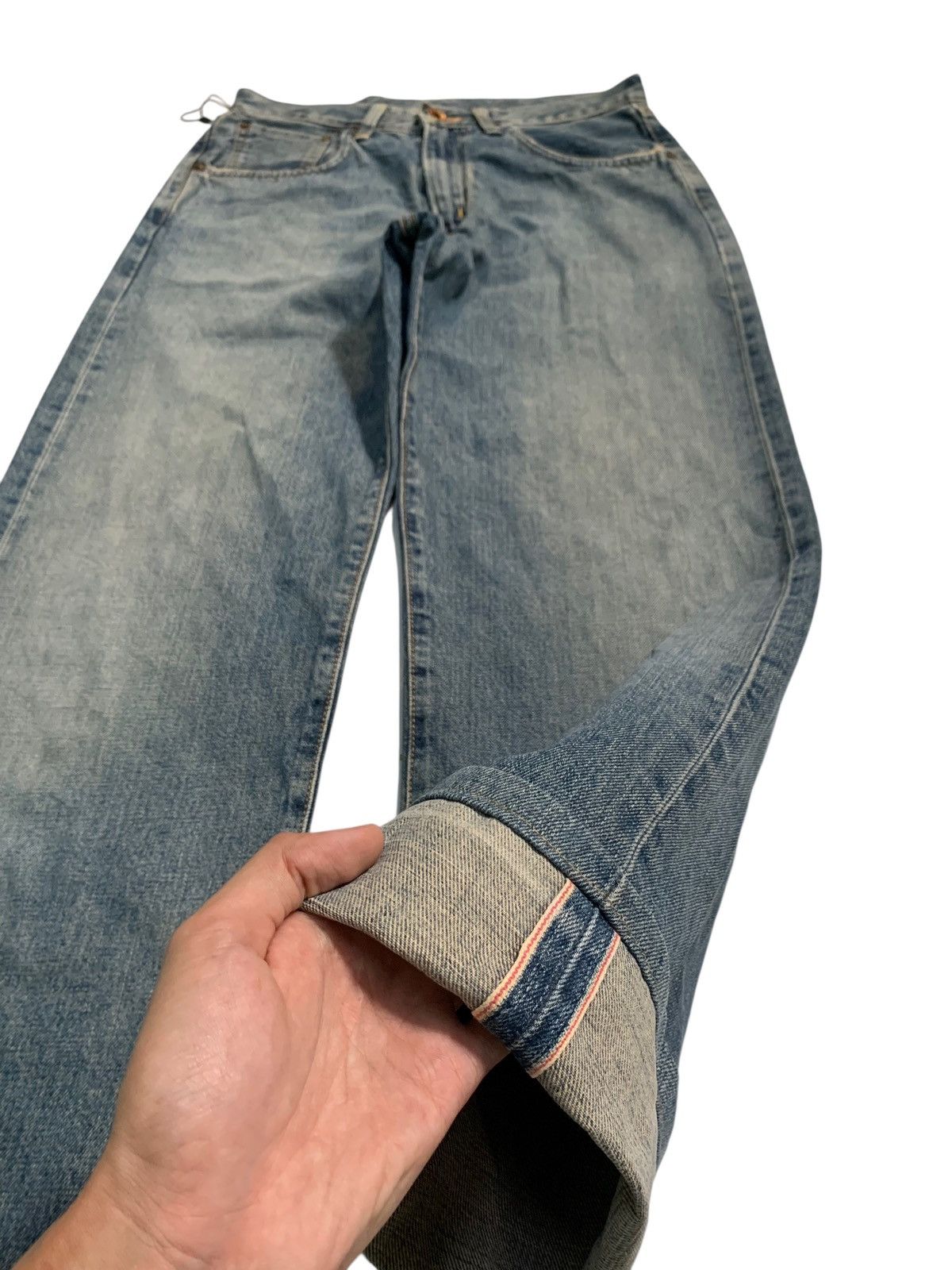 Kapital VINTAGE EDWIN 505 SELVEDGE BAGGY DISTRESSED JAPANESE DENIM Size US 29 - 5 Thumbnail