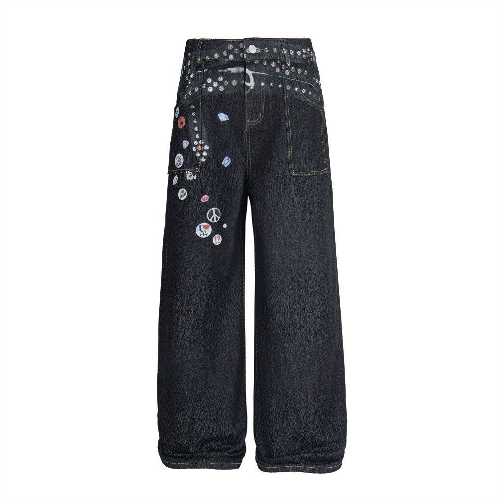 Japanese Brand × Jean Men's street-rocking loose wide-leg hip-hop jeans Size US 32 / EU 48 - 1 Thumbnail