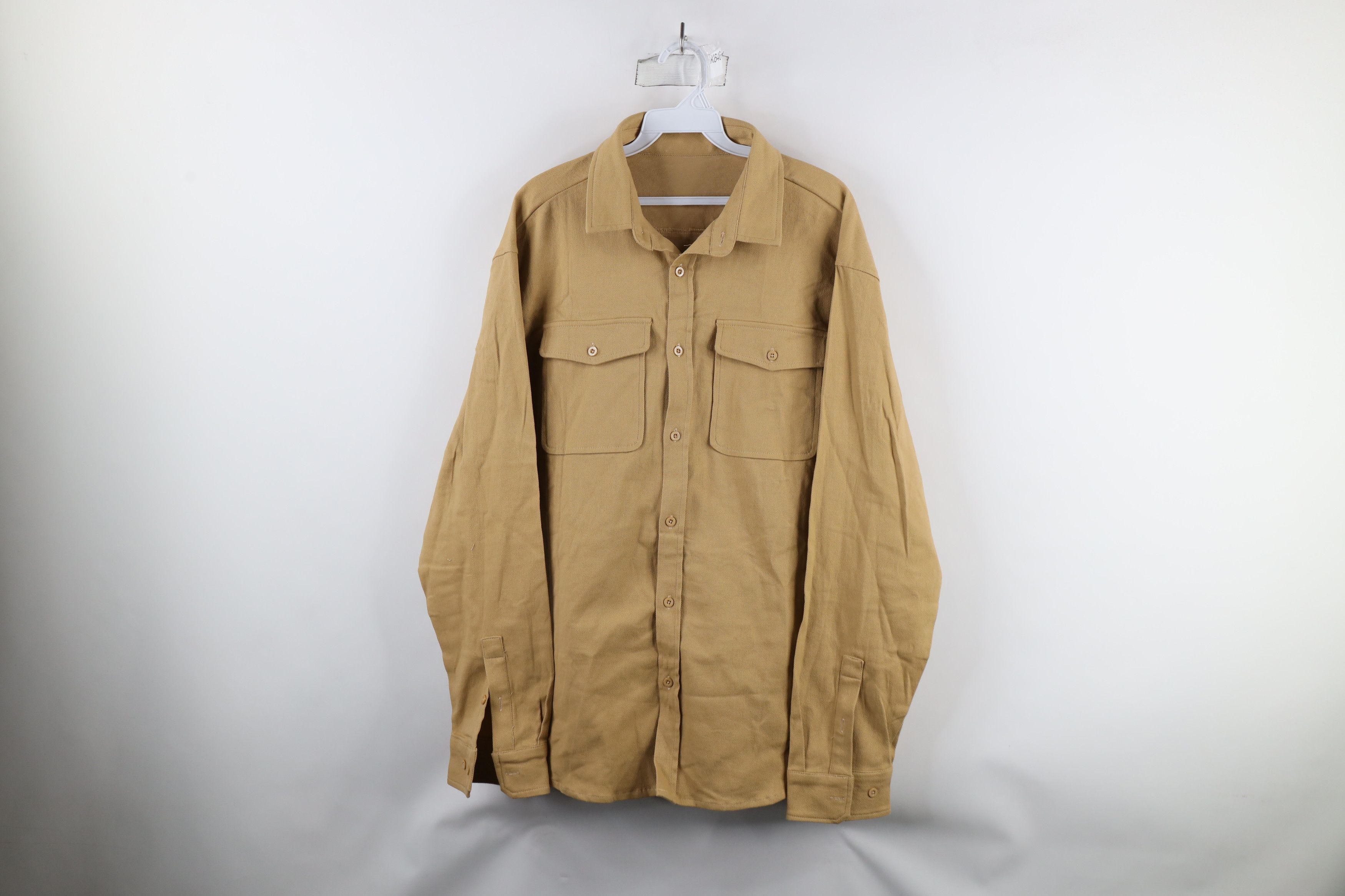 Vintage Vintage 90s Streetwear Collared Button Shirt Wheat Brown Size US L / EU 52-54 / 3 - 1 Thumbnail
