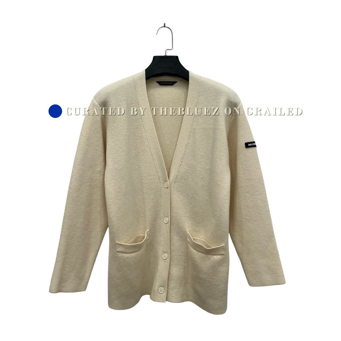 Balenciaga Balenciaga White Sleeve Badge Cardigan Size US L / EU 52-54 / 3 - 1 Thumbnail