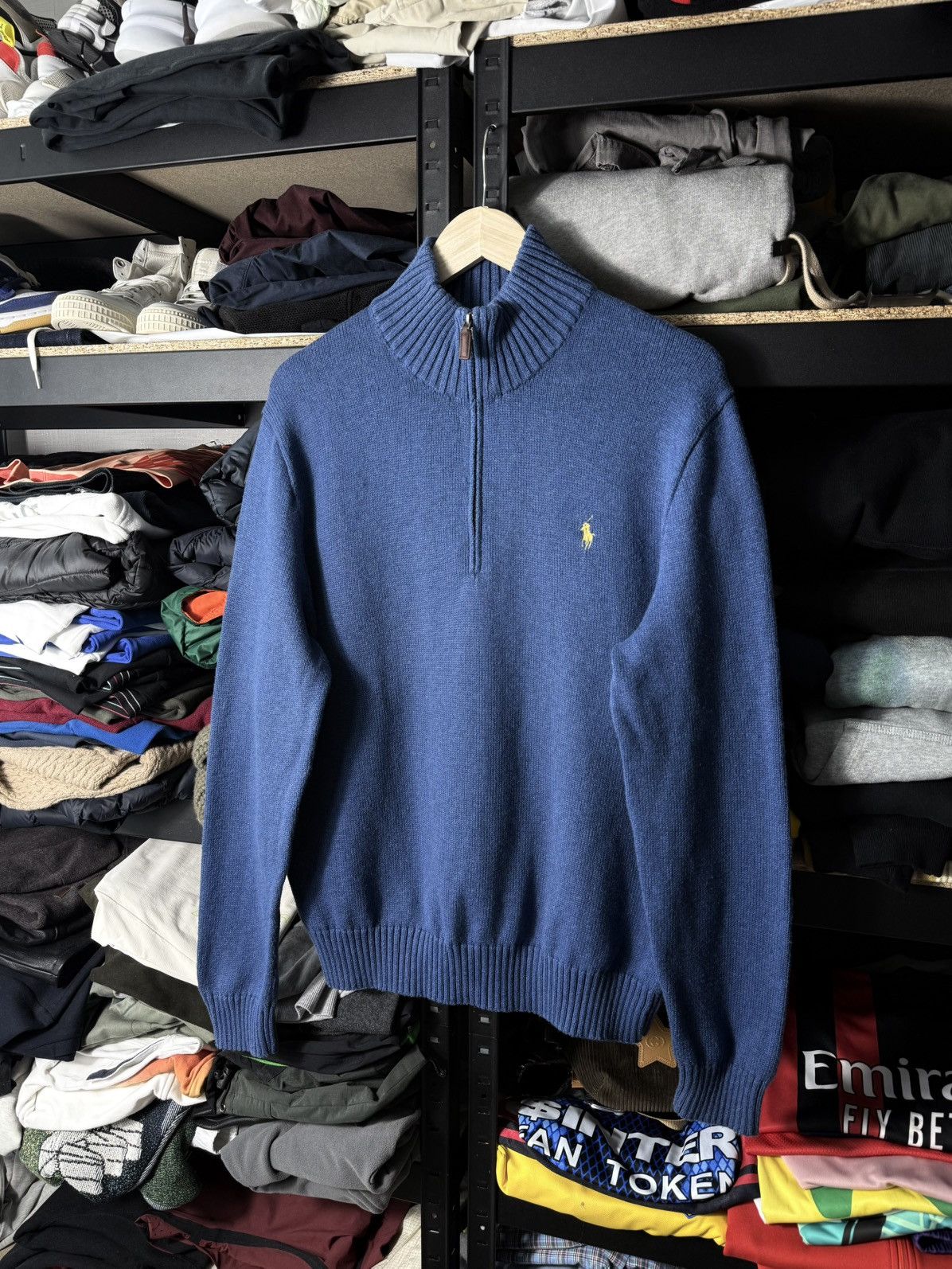 Polo Ralph Lauren Polo Ralph Lauren Quarter Zip Sweater Blue Cotton L Pullover Size US L / EU 52-54 / 3 - 1 Thumbnail