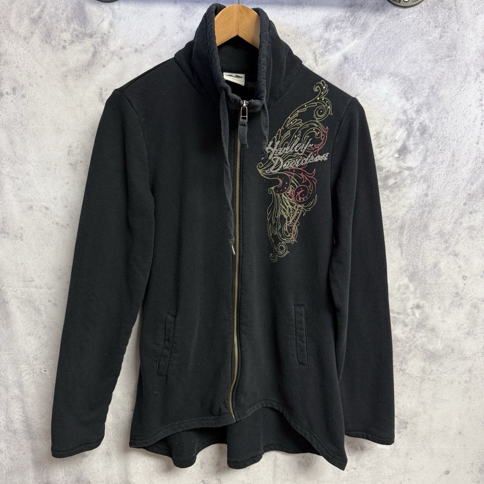 Harley Davidson Harley Davidson Women’s Sweatshirt Black Zip Rhinestone Size XL / US 12-14 / IT 48-50 - 2 Thumbnail