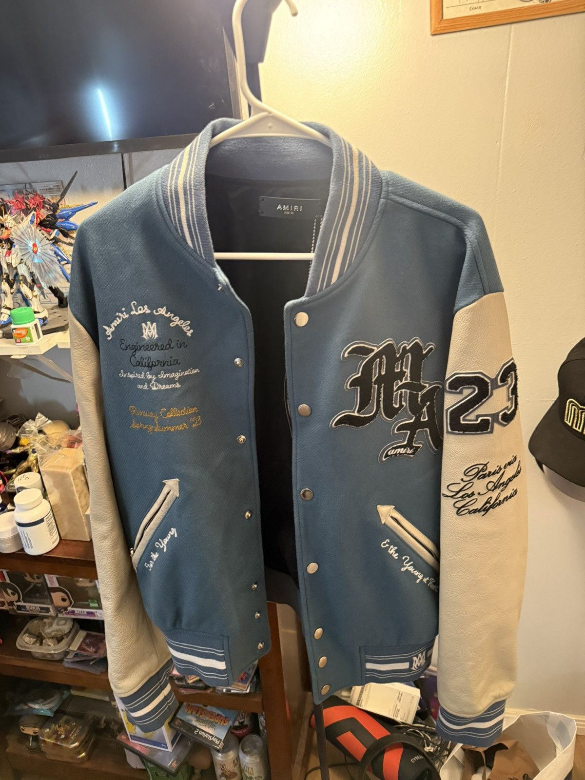 Amiri AMIRI Cherub Varsity Jacket Blue Ivory SS23 Pegasus Size 50 Size US M / EU 48-50 / 2 - 3 Thumbnail