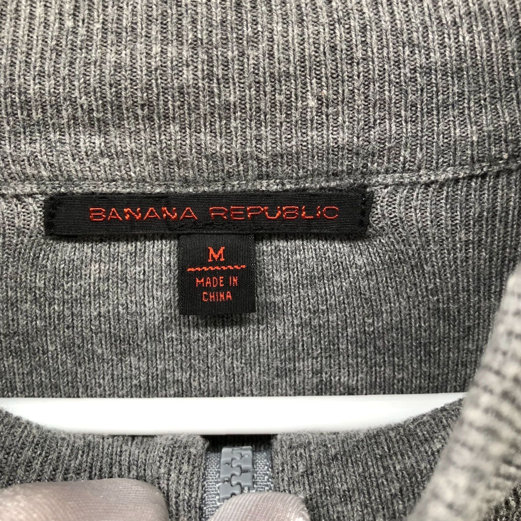 Banana Republic VTG Banana Republic Full Zip Sweater Mens M Gray Green Stripe Knit Cotton Size US M / EU 48-50 / 2 - 5 Thumbnail