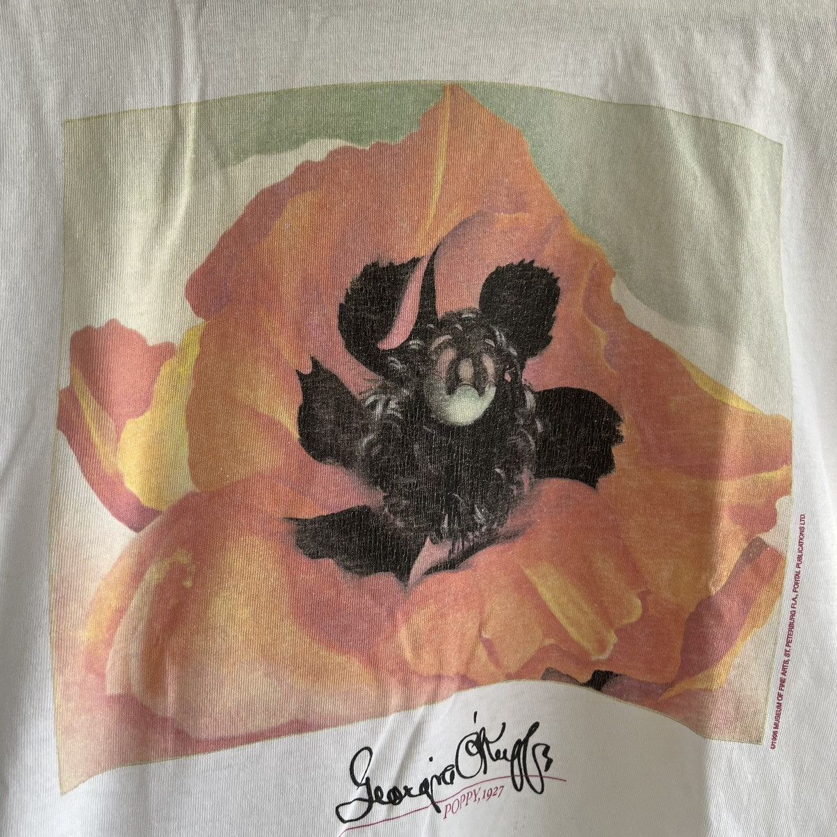 Vintage VTG 1998 Georgia O'Keeffe Poppy Art Tee Shirt Haring Picasso Size US M / EU 48-50 / 2 - 4 Thumbnail
