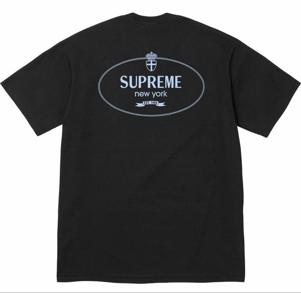 Supreme Supreme Crest Tee Black Blue Logo Size M SS20 Size US M / EU 48-50 / 2 - 2 Thumbnail
