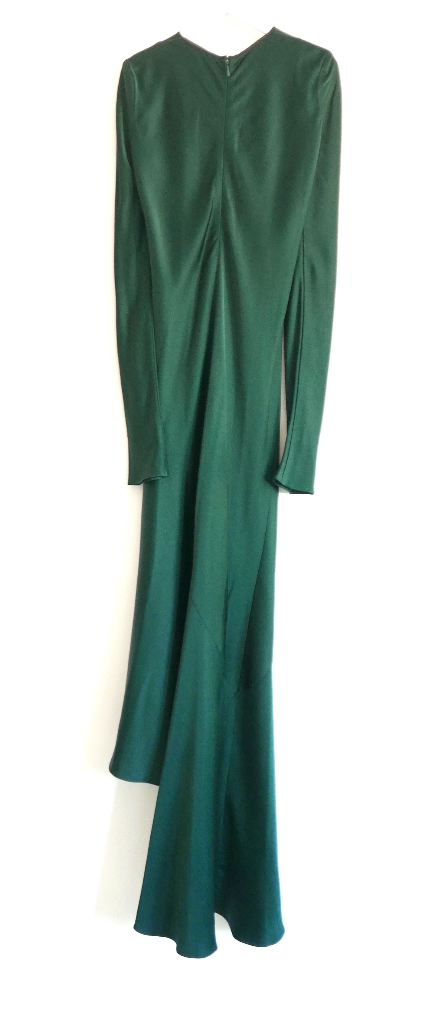 Haider Ackermann Haider Ackerman Fall 2017 Green Satin Long Sleeve Bias Dress Size XS / US 0-2 / IT 36-38 - 5 Thumbnail