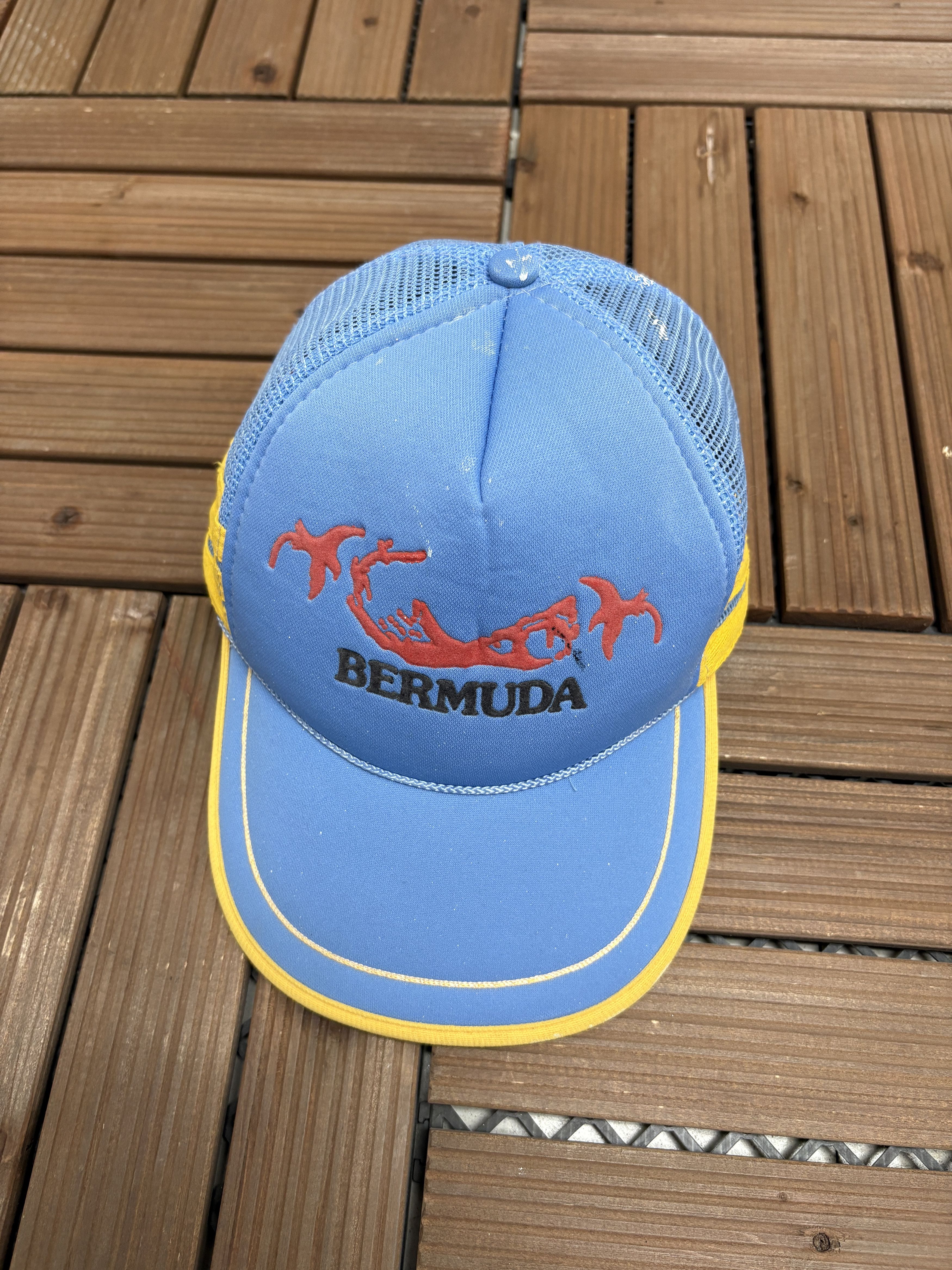 Vintage Bermuda Island Vintage Blue Trucker Snap Back Hat Size ONE SIZE - 1 Thumbnail
