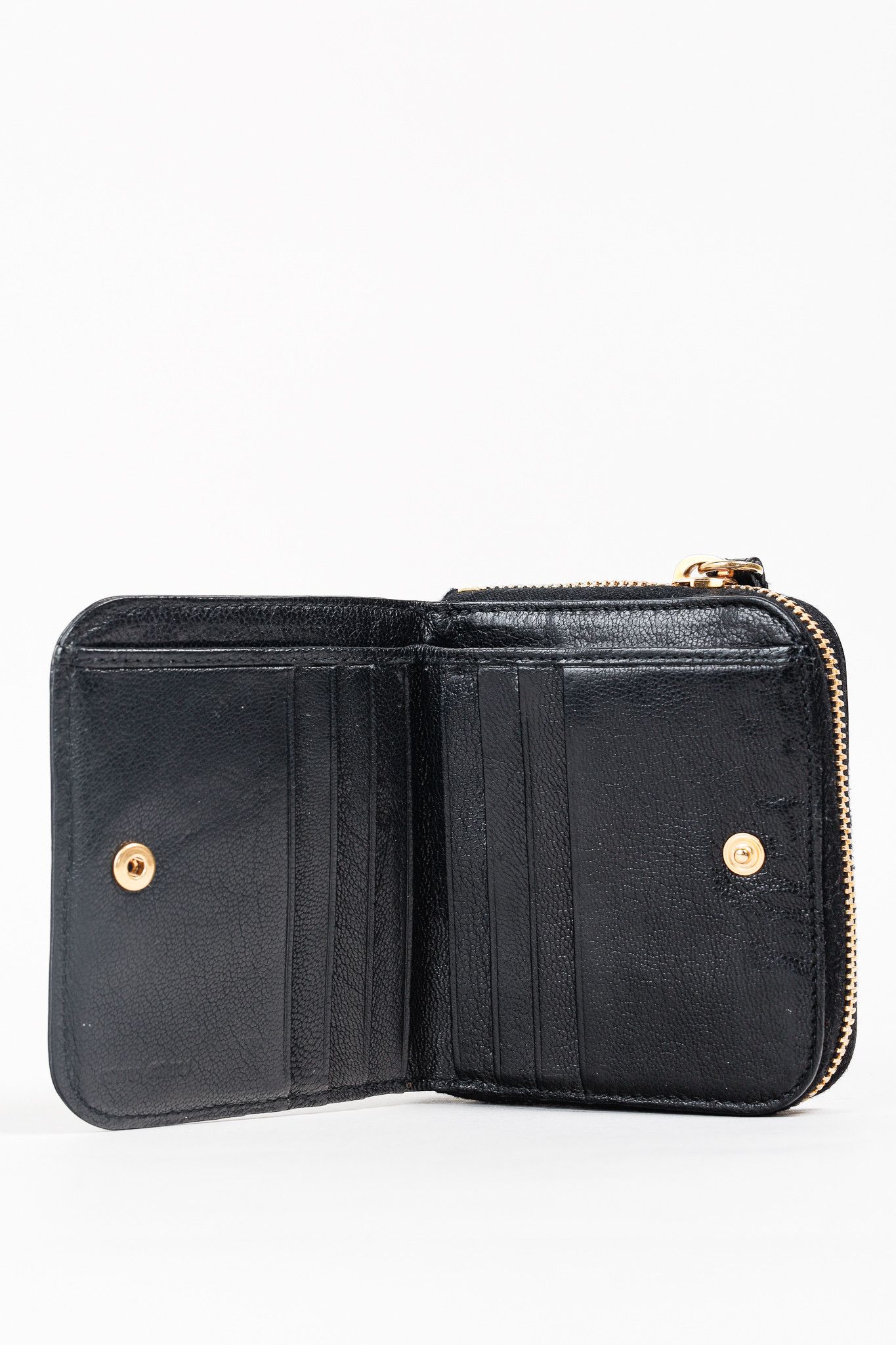 Miu Miu Miu Miu Black Leather Bi-Fold Compact Wallet Size ONE SIZE - 8 Thumbnail
