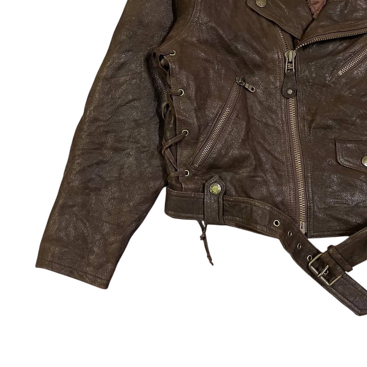 Japanese Brand Vintage Wind Armor Double Collar Leather Motorcycle Jacket Size US M / EU 48-50 / 2 - 3 Thumbnail