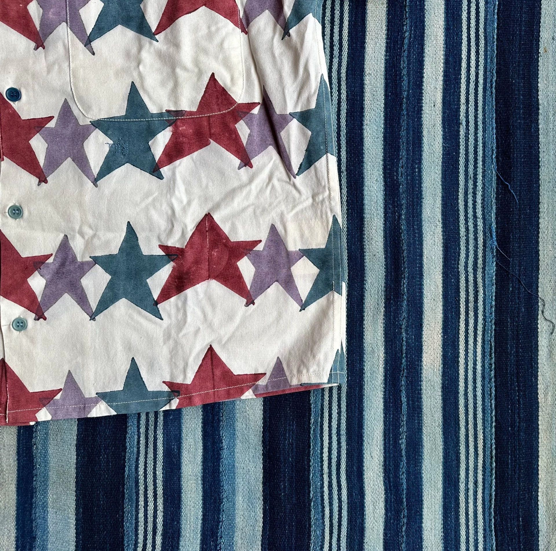 Story Mfg. Story mfg. Star Block Print Hand Dye Short-Sleeve Shirt Size US L / EU 52-54 / 3 - 6 Thumbnail