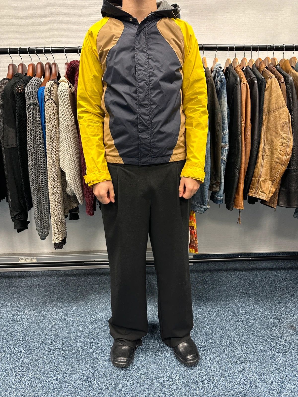 Comme des Garcons CDG Shirt SS2009 Yellow & Blue Block Nylon Hooded Jacket Size US S / EU 44-46 / 1 - 2 Thumbnail