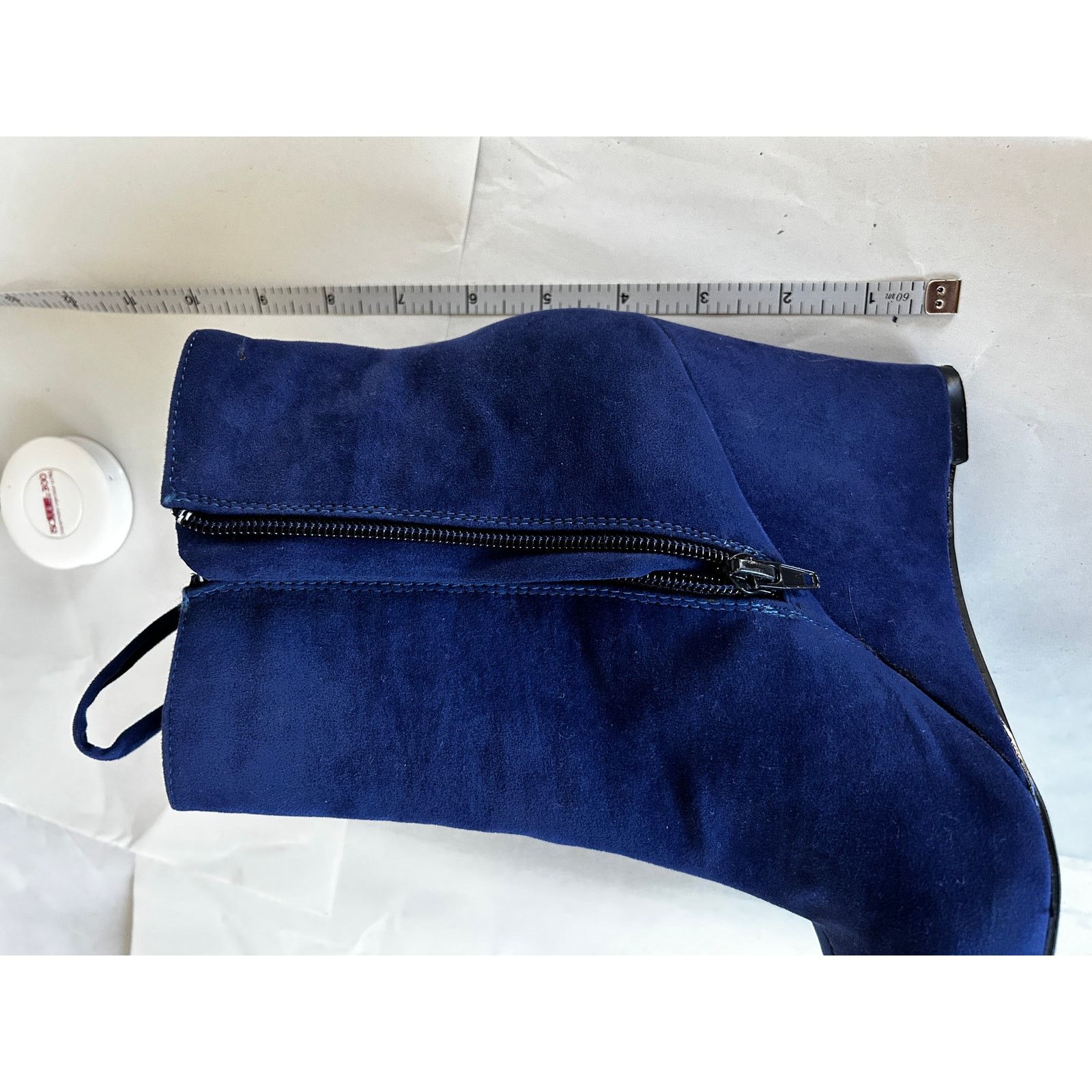 United Bamboo Blue velvet side lacing wedge heeled booties 8/38 Size US 8 / IT 38 - 10 Thumbnail