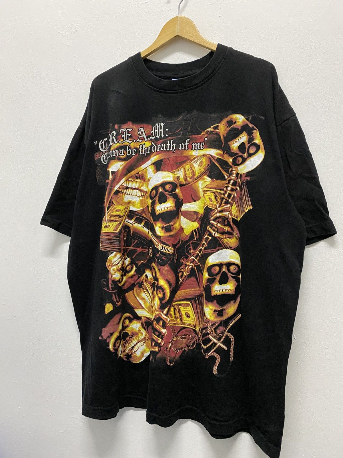 Band Tees × Vintage × Wu-Tang Clan Vintage Y2K C.R.E.A.M Gonna Be The Death Skull Tee Size US XL / EU 56 / 4 - 1 Thumbnail