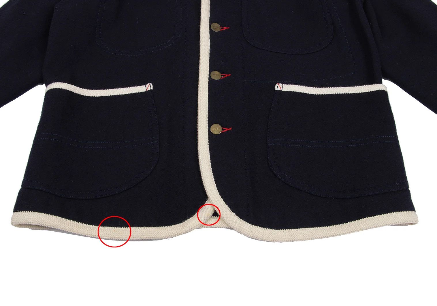 Ganryu Wool Flannel Piping Design Jacket in Navy, Size S Size US S / EU 44-46 / 1 - 10 Thumbnail