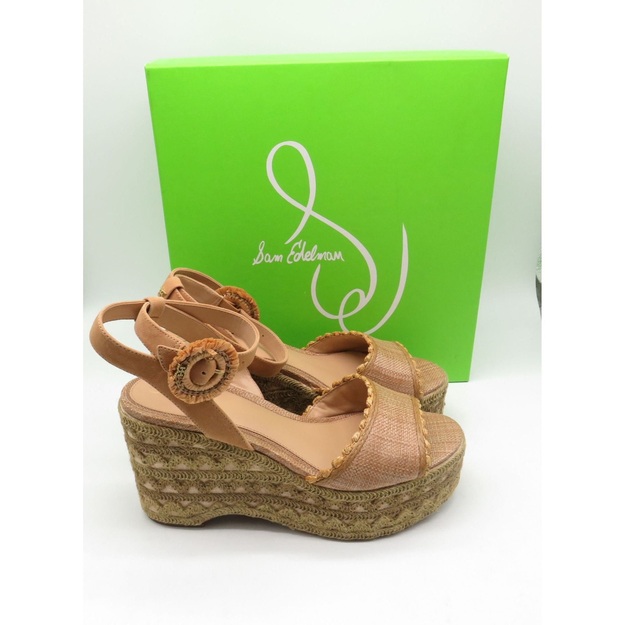 Sam Edelman Sam Edelman Amber Tan Raffia Suede Platform Wedge Sandals US Size US 10 / IT 40 - 1 Thumbnail