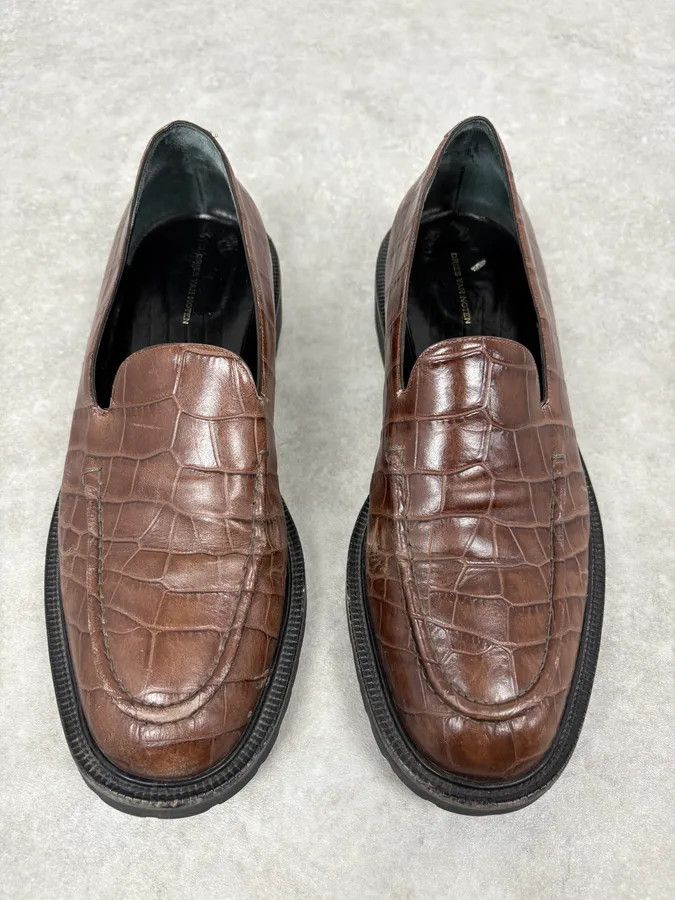 Dries Van Noten Dries Van Noten Brown Crocodile Effect Leather Loafers Size US 11 / EU 44 - 2 Thumbnail