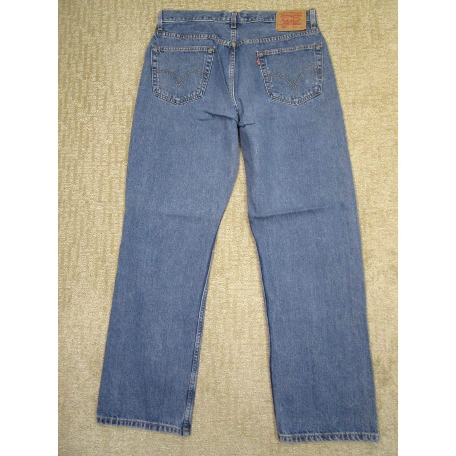 Levi's VINTAGE Levi's 505 Jeans Men 36x30 Blue Regular Fit Denim Pants Dark Wash Leather Logo 90s 00s Mens Size US 36 / EU 52 - 3 Thumbnail