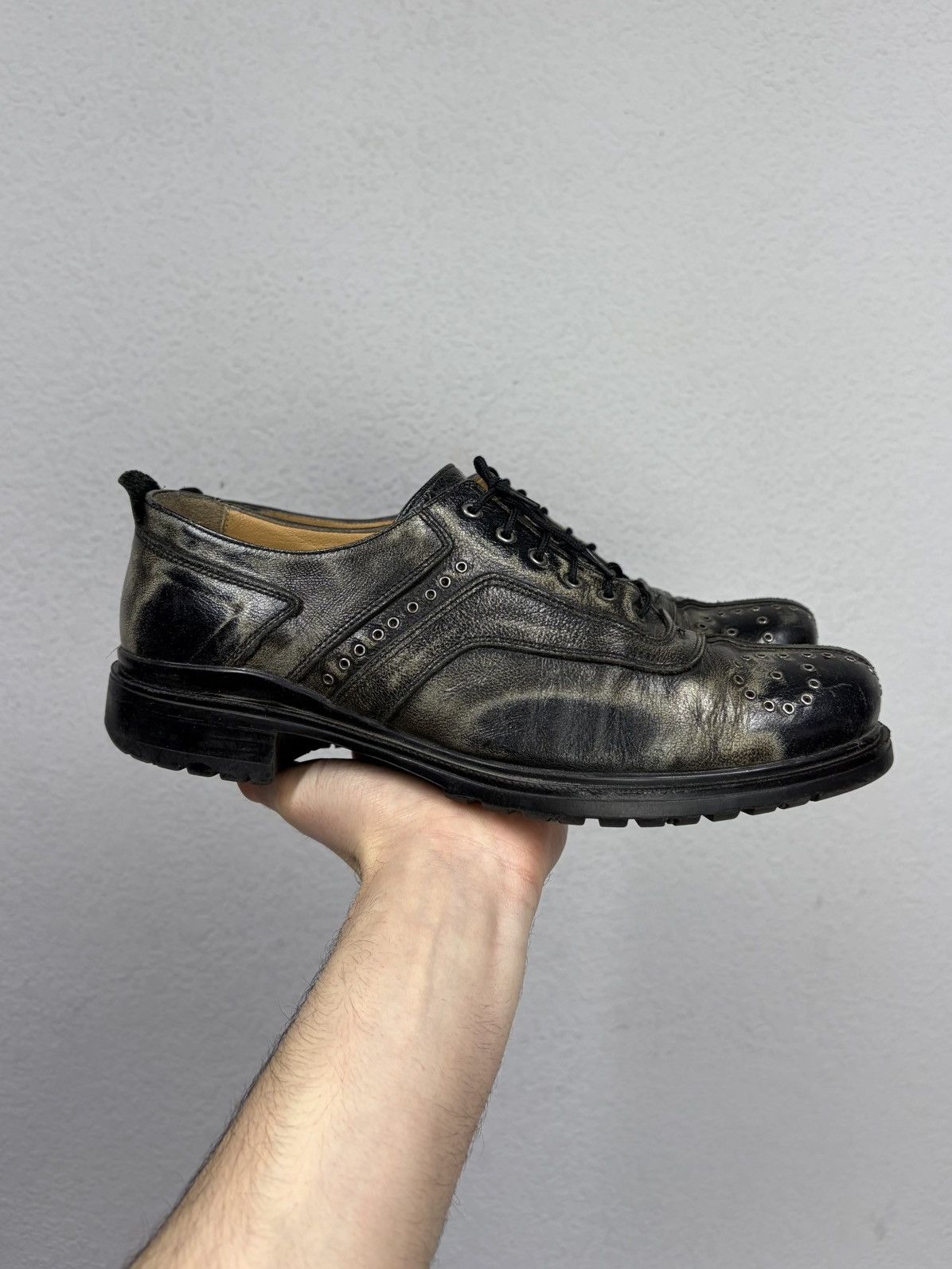 Studded Leather Lace-Up Shoes Boots Avant-Garde CCP Style