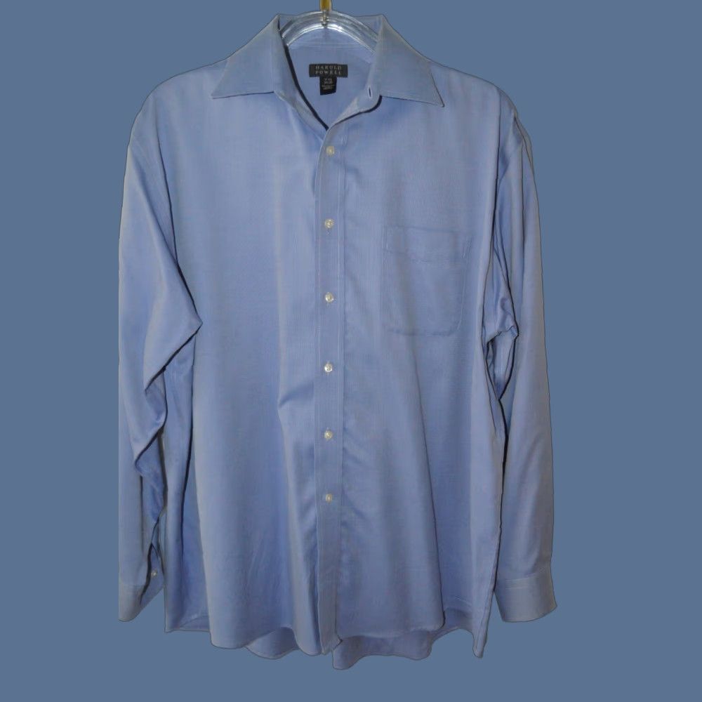 Vintage Harold Powell Dress Shirt Blue Check 100% Cotton Big & Tall 15.5 32/33 Men’s Shirt Button-Down Collar Barrel Cuff Casual / Classic Size 42R - 1 Thumbnail