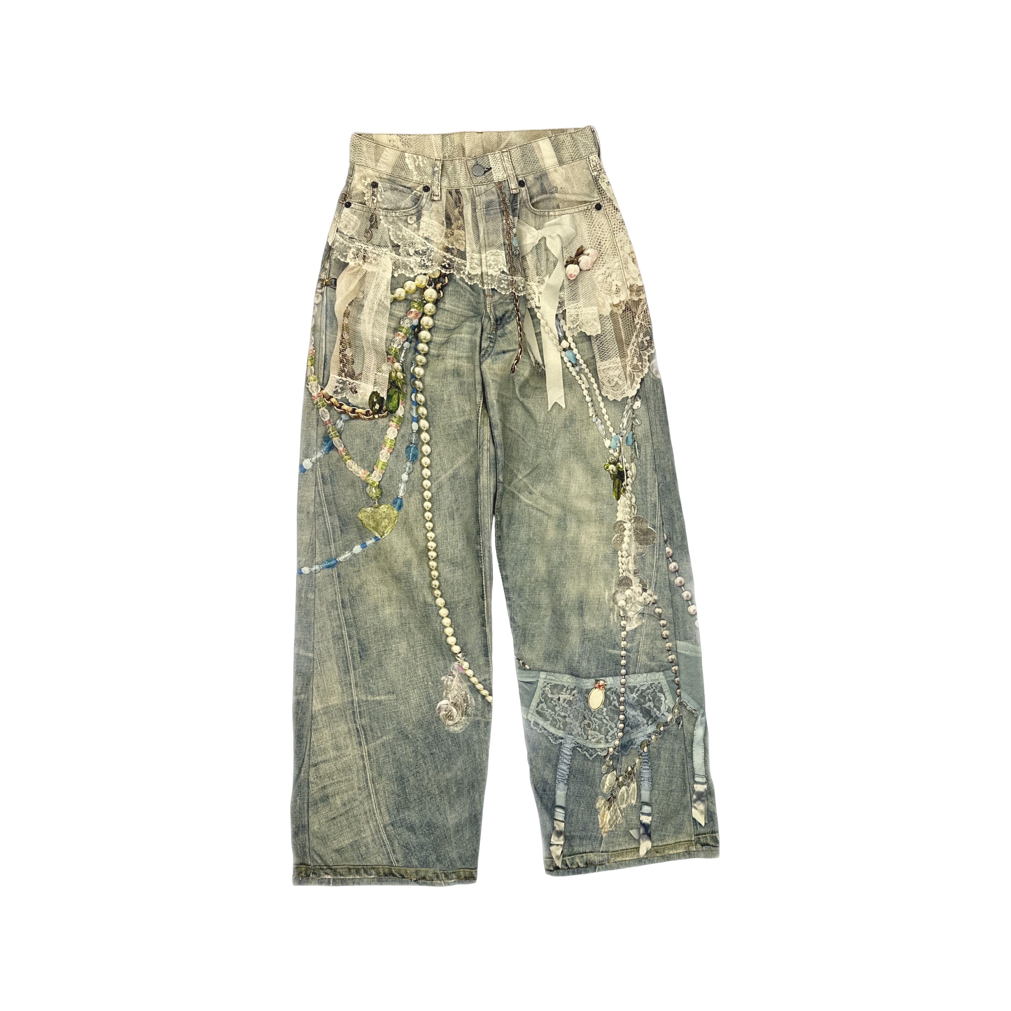 Acne Studios Acne Studios 3D Pearl Print 1981 Jeans XXS Size US 40 / EU 56 - 1 Thumbnail