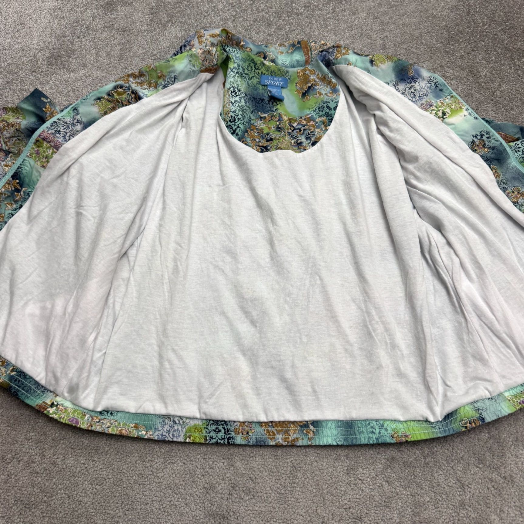 Vintage VINTAGE Koret Windbreaker Jacket Womens XL Green 90s Baroque Abstract All Seasons, Breathable, Zip, Regular Fit Size XL / US 12-14 / IT 48-50 - 5 Thumbnail