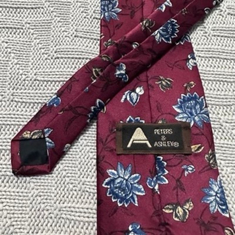 Other Vintage Peters & Ashley burgundy and blue floral silk tie Size ONE SIZE - 3 Thumbnail