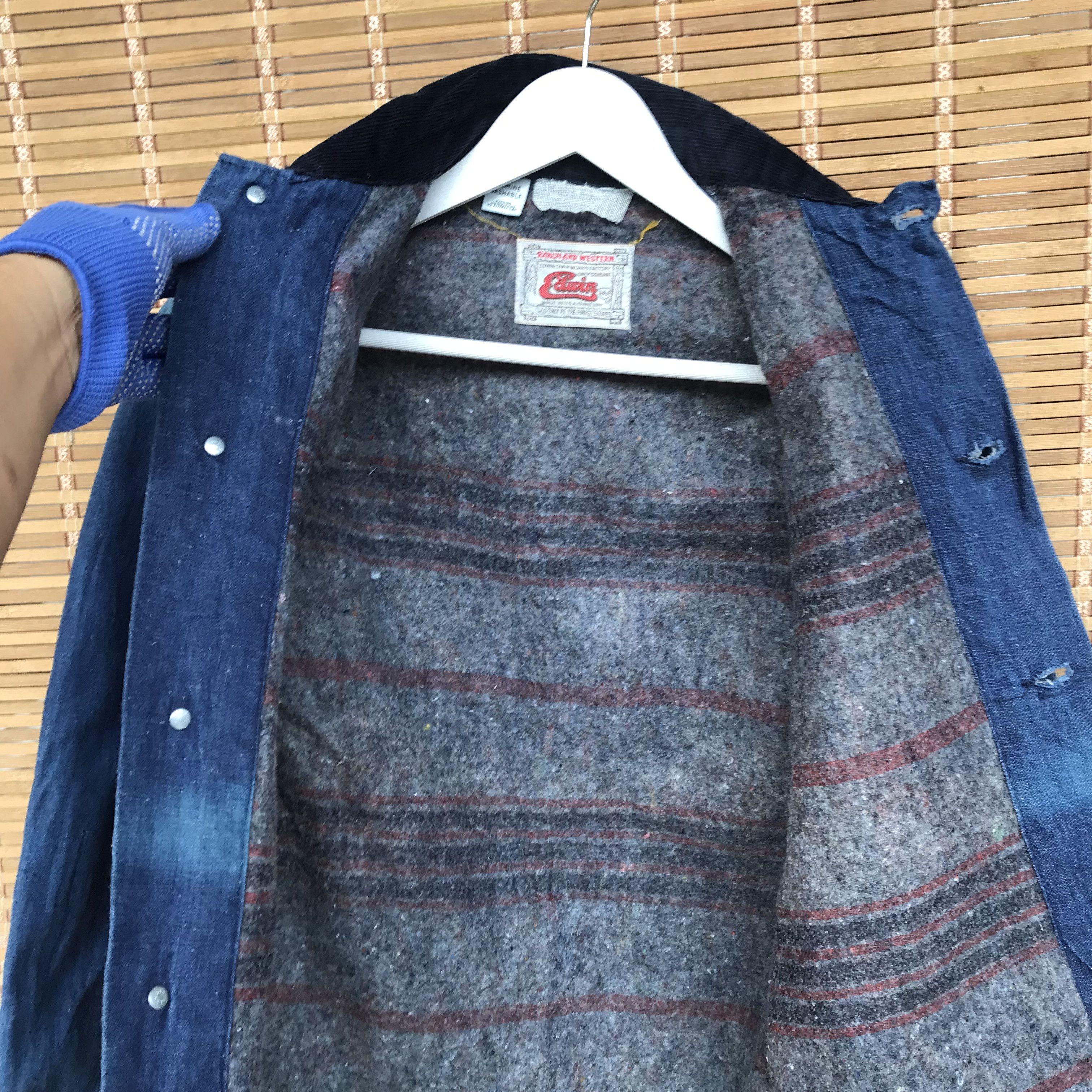 Edwin Vintage 80s Edwin denim sunfaded ageing blanket jacket Size US XS / EU 42 / 0 - 6 Thumbnail