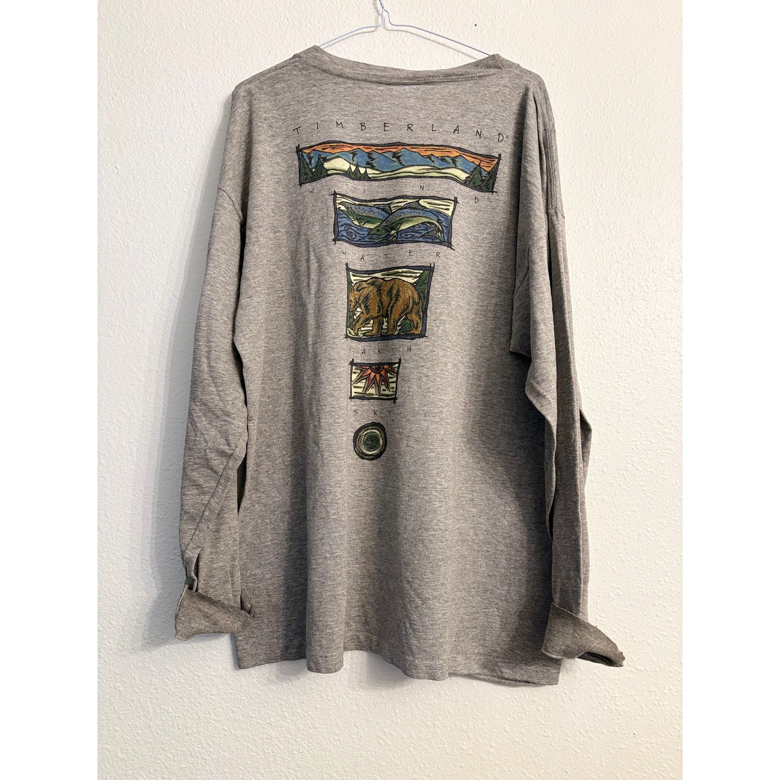 Timberland VTG Timberland Wind, Water, Earth, Sky Lg Slv Single Stitch Size US L / EU 52-54 / 3 - 1 Thumbnail