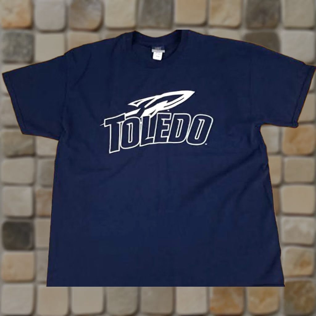 X-LARGE Toledo University Rockets T-Shirt MV Sport Navy XL Unisex Adults Short Sleeve Graphic Print Cotton Blue 27in long 24in pit to pit Rocketeer Sports USA Size US XL / EU 56 / 4 - 1 Thumbnail