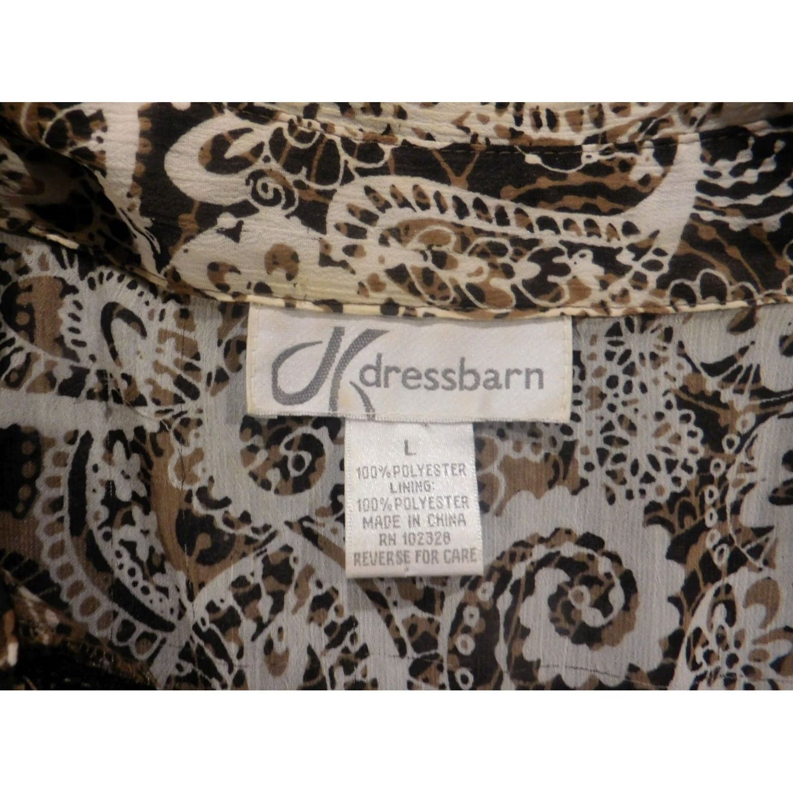 Vintage Dressbarn Womens Blouse Button-Up Long Sleeve Brown Floral Casual L Size Brown Pattern Floral Ruffle Accent Womens Regular Button-Up Shirt Size L / US 10 / IT 46 - 4 Thumbnail