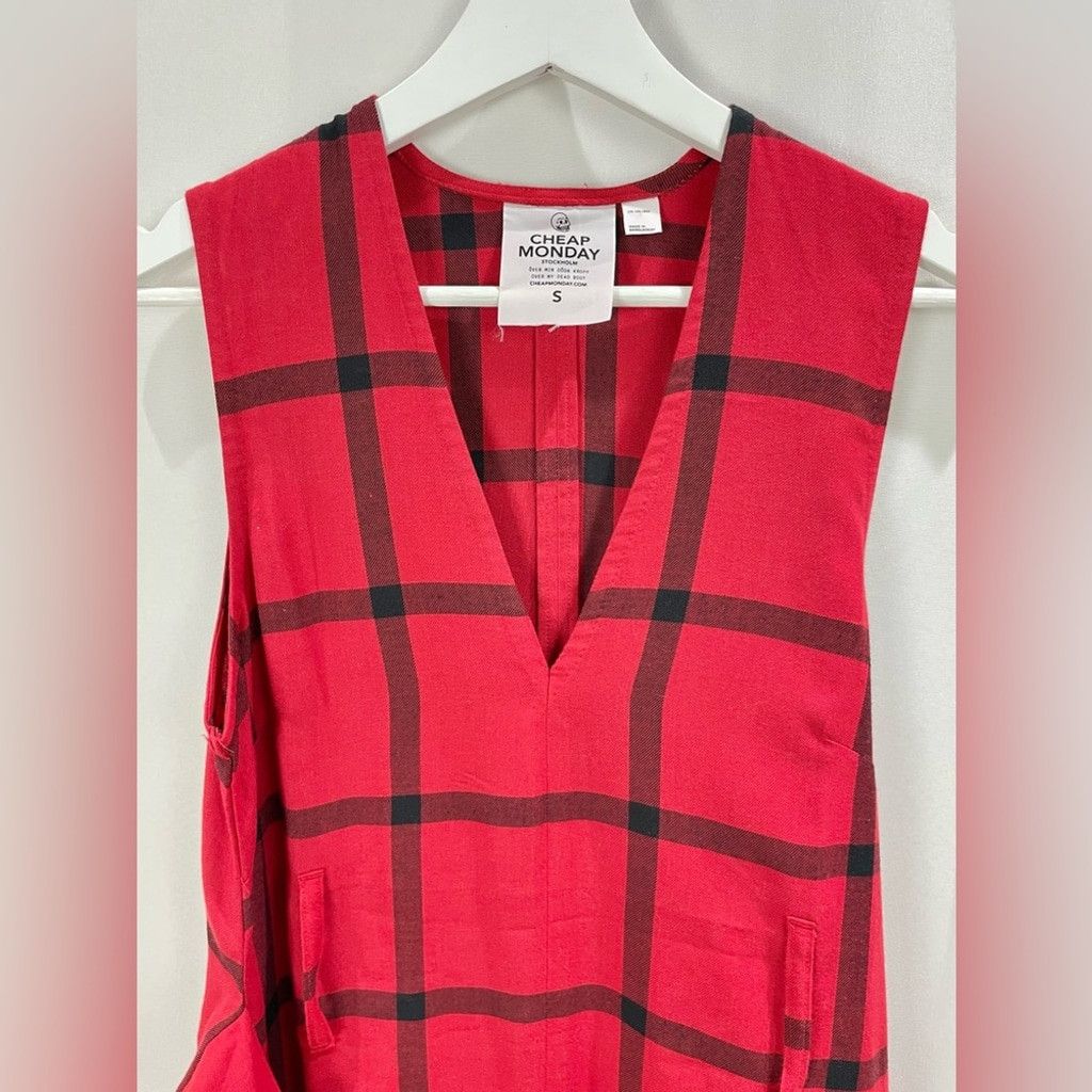 Cheap Monday Cheap Monday Rizzle Check Red Asymm Stepped Hem Dress Size S Size S / US 4 / IT 40 - 4 Thumbnail