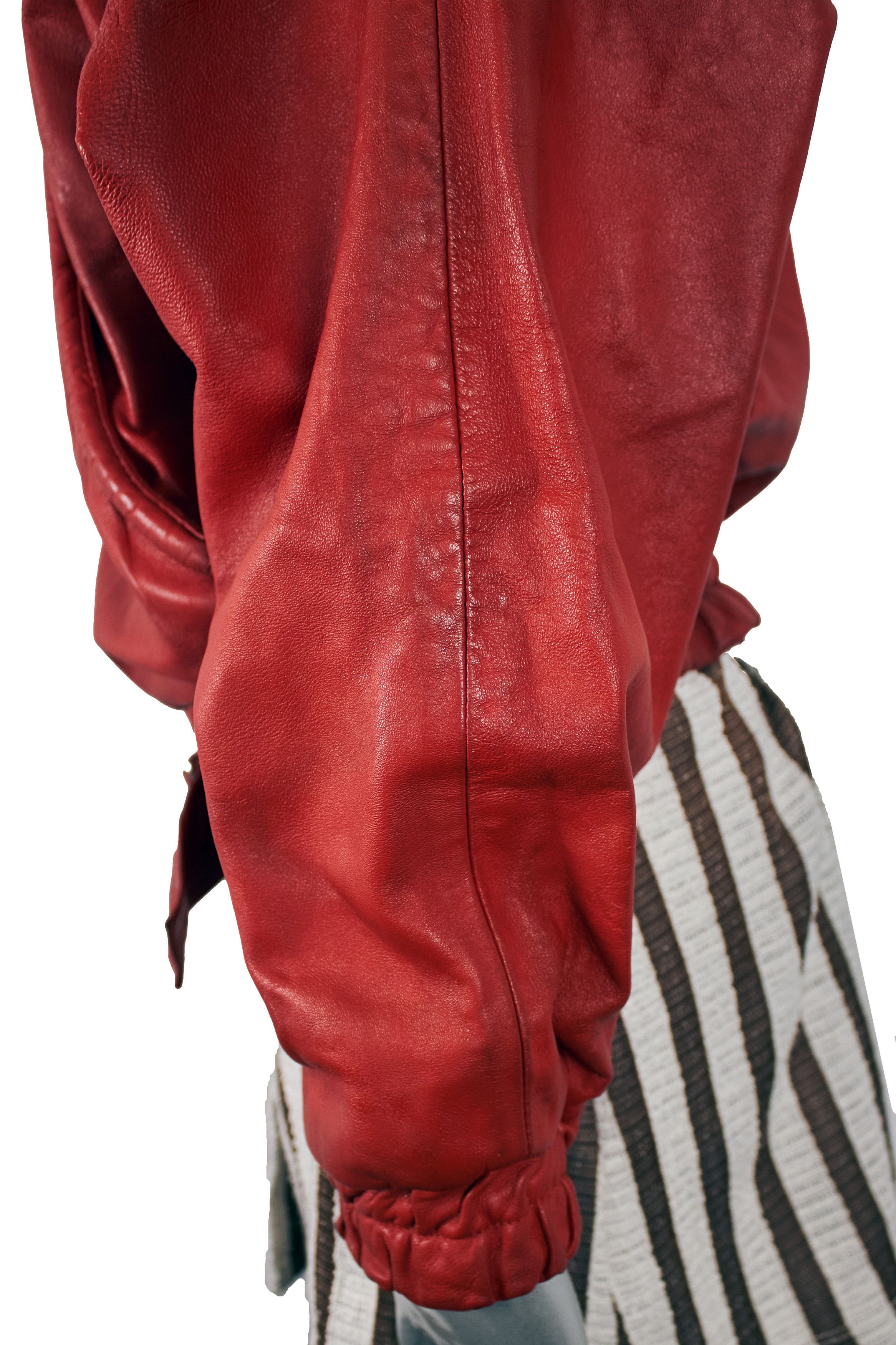 Vintage Authentic 80s Vintage Red Leather Oversized Bomber Jacket Size M / US 6-8 / IT 42-44 - 11 Thumbnail