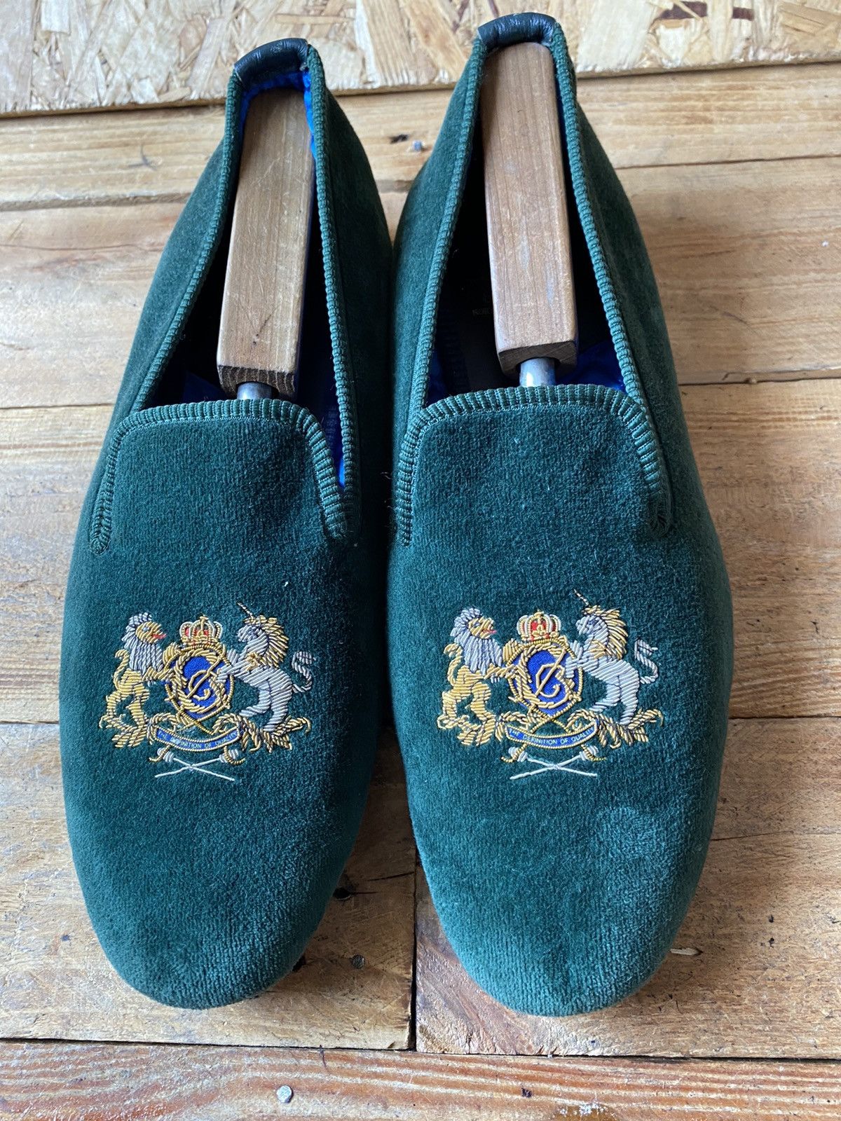 Crockett & Jones Crockett and jones slip slippers green loafer uk sz10.5 Size US 11 / EU 44 - 2 Thumbnail