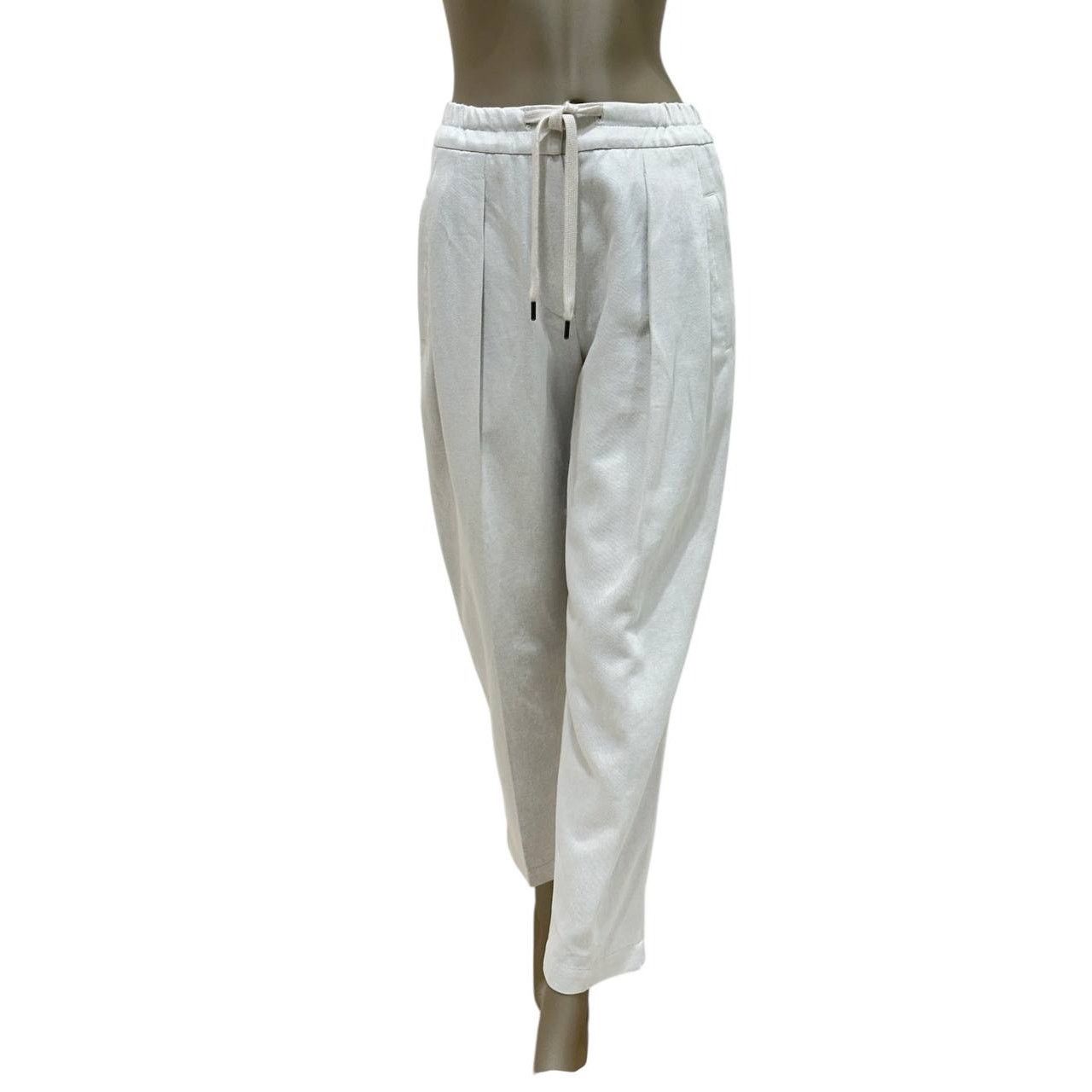 Brunello Cucinelli Brunello Cucinelli White Cotton Pants - Size 40 Size 27" / US 4 / IT 40 - 1 Thumbnail