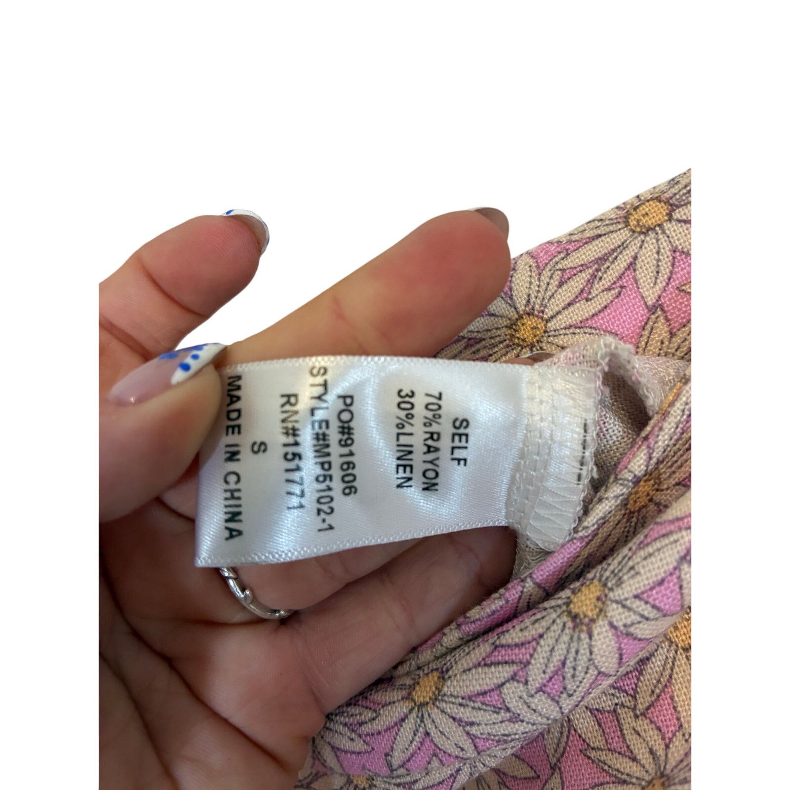 Other Lelis Floral Linen Blend Pink Daffodil Pants Woodstock Retro Size 25" / US 0 / IT 36 - 5 Thumbnail