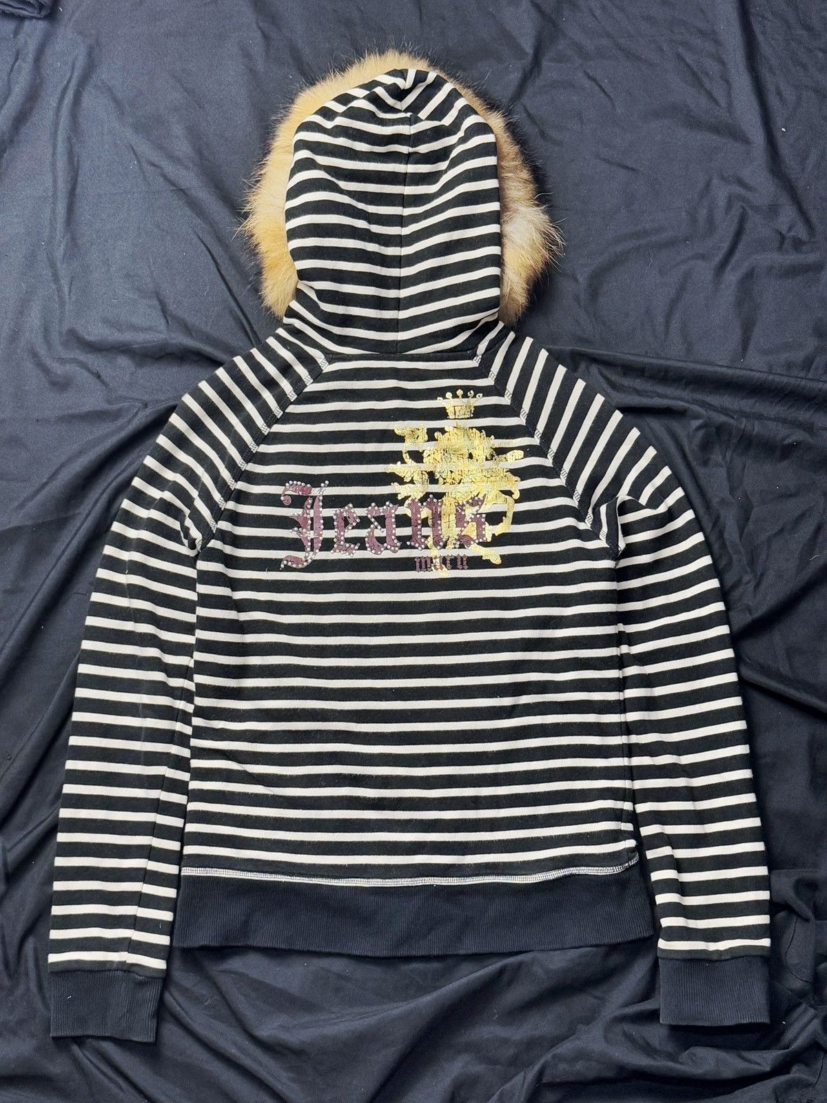 If Six Was Nine × Japanese Brand × Le Grande Bleu (L.G.B.) 💥Fur Hoodie Stripe Maru Ifsix Lgb style Size US S / EU 44-46 / 1 - 2 Thumbnail