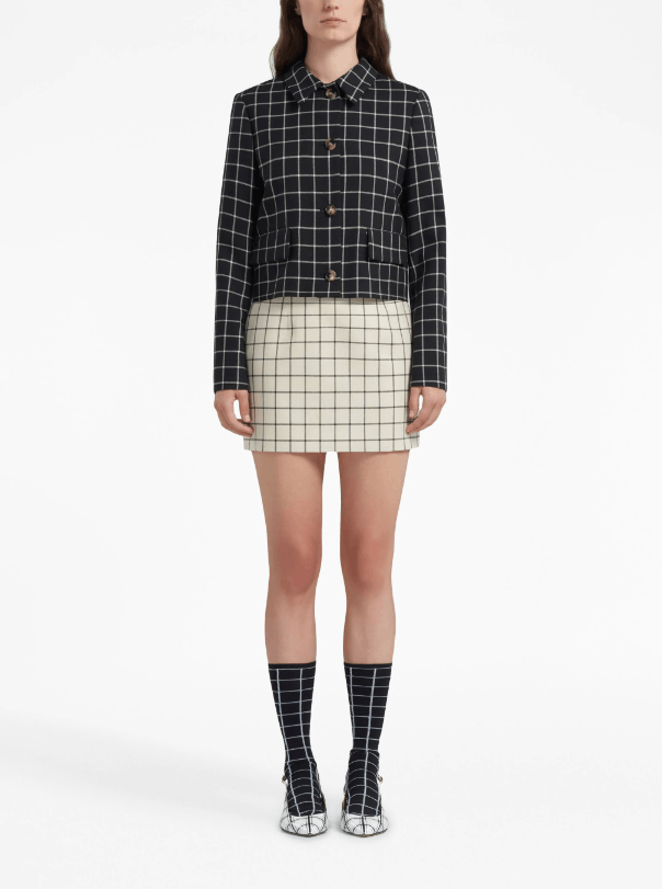 Marni BNWT AW23 MARNI WOOL CHECK MINI SKIRT 42 Size 28" / US 6 / IT 42 - 1 Thumbnail