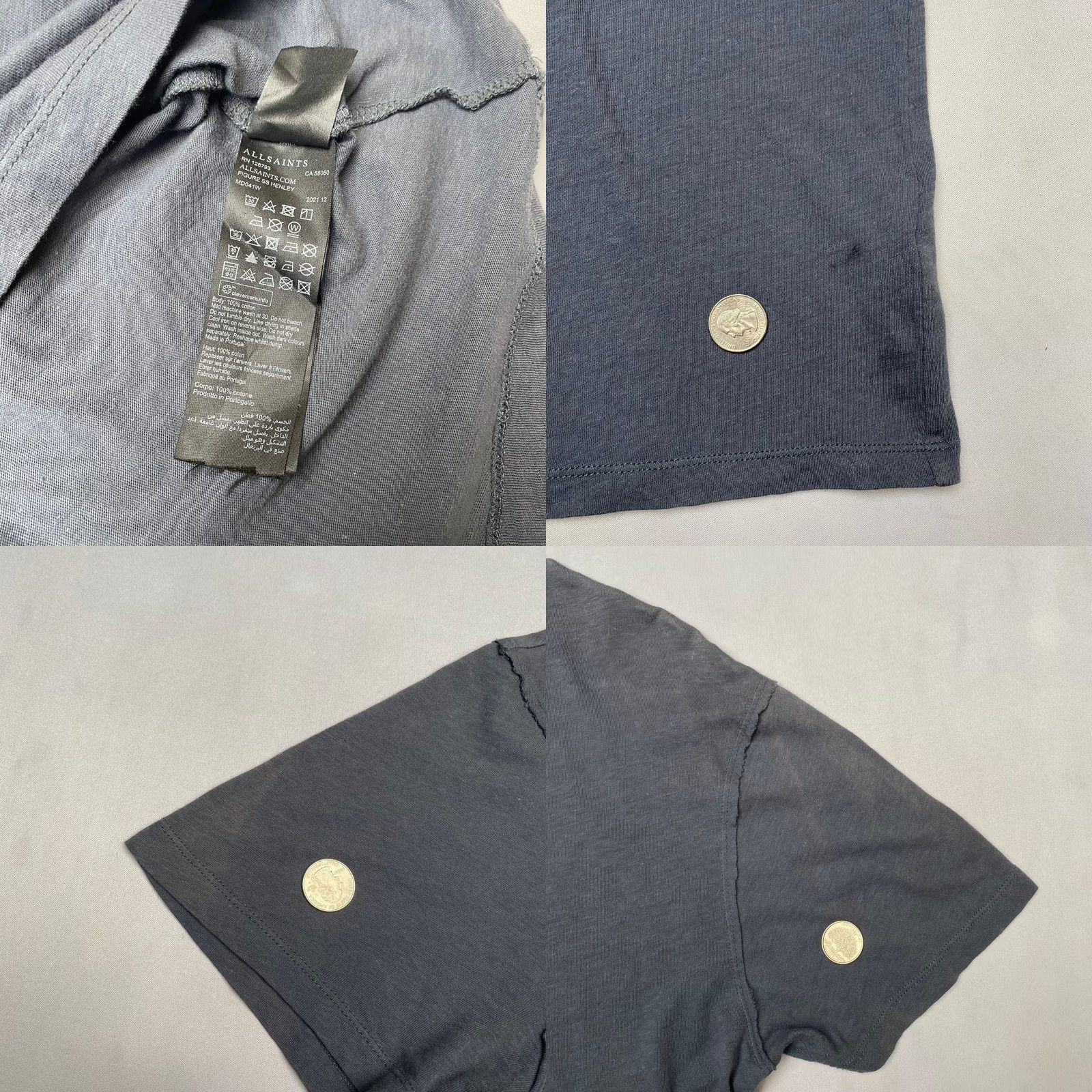 Allsaints Allsaints Figure Short Sleeve Henley Shirt Men's Small Indie Grunge Blue Size US S / EU 44-46 / 1 - 8 Thumbnail